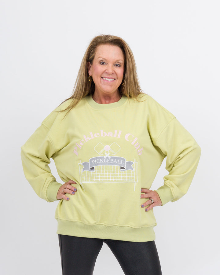 Pickleball Club Sweatshirt-Lime