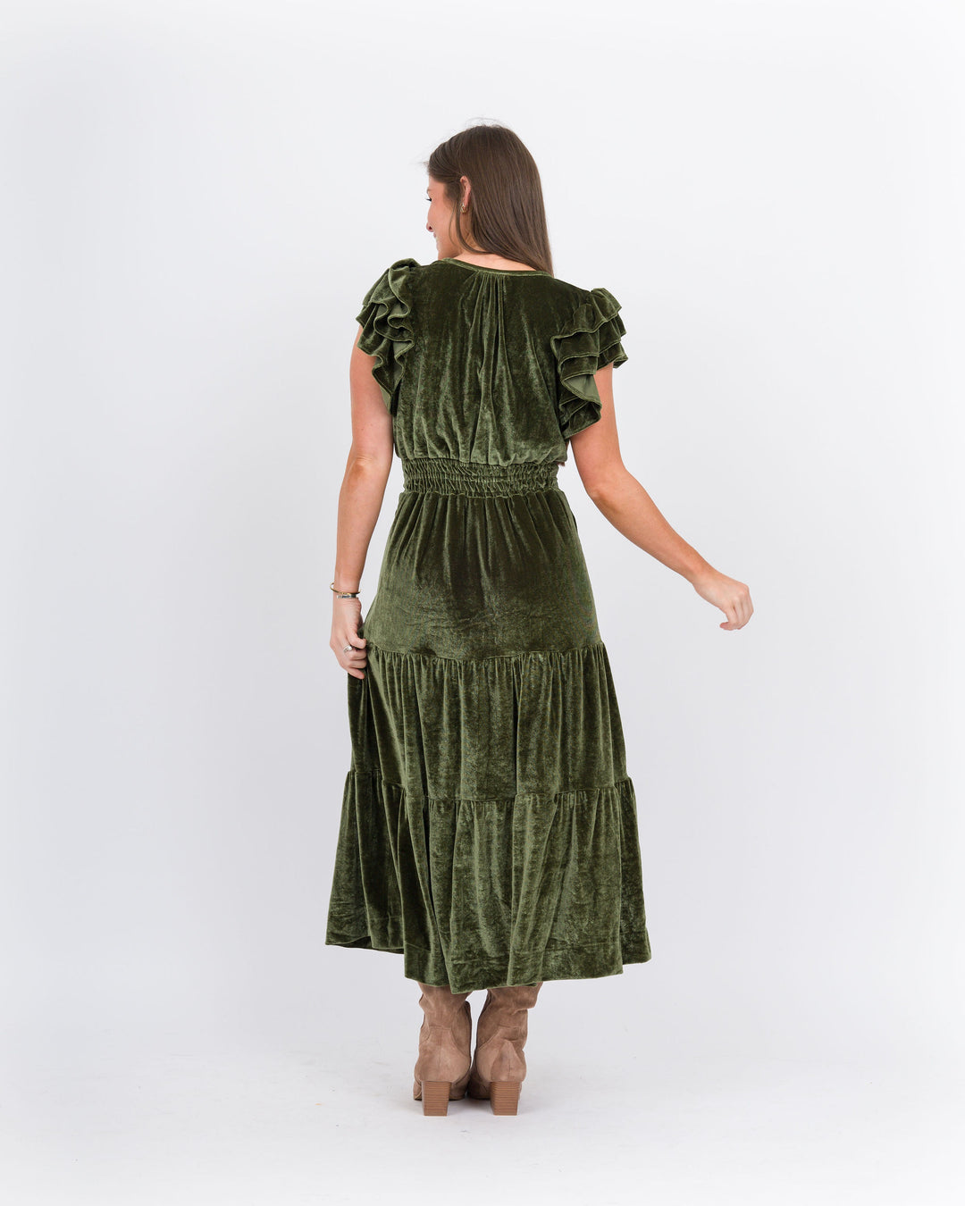 Velvet Tiered Maxi Dress-Verda