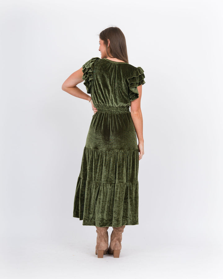 Velvet Tiered Maxi Dress-Verda