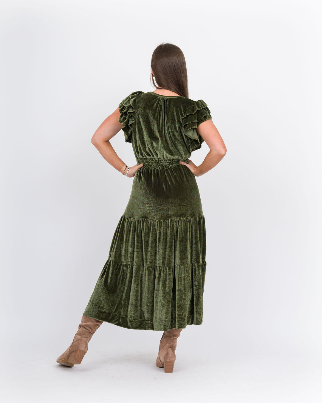 Velvet Tiered Maxi Dress-Verda