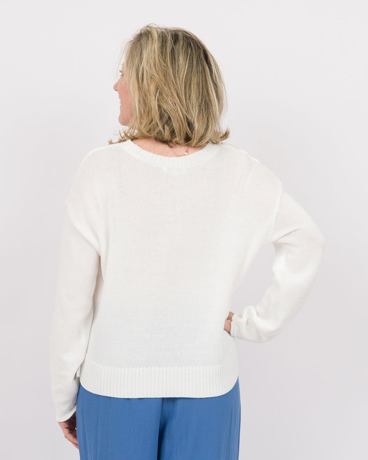 Z Supply Sienna Sweater White Riviera Blue