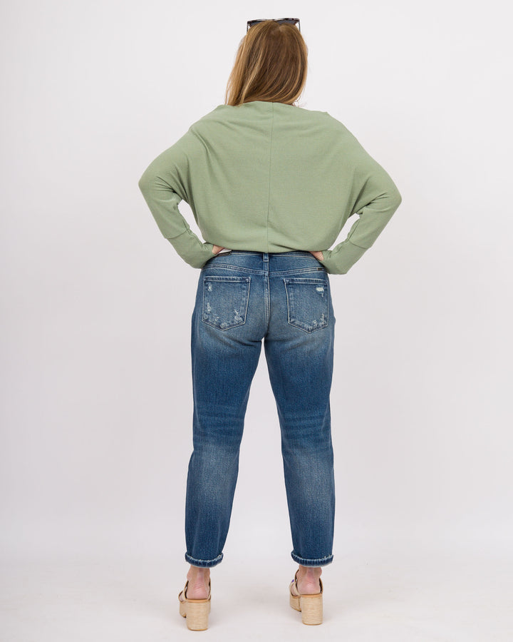 KanCan Midrise Cropped Straight Jeans Dark