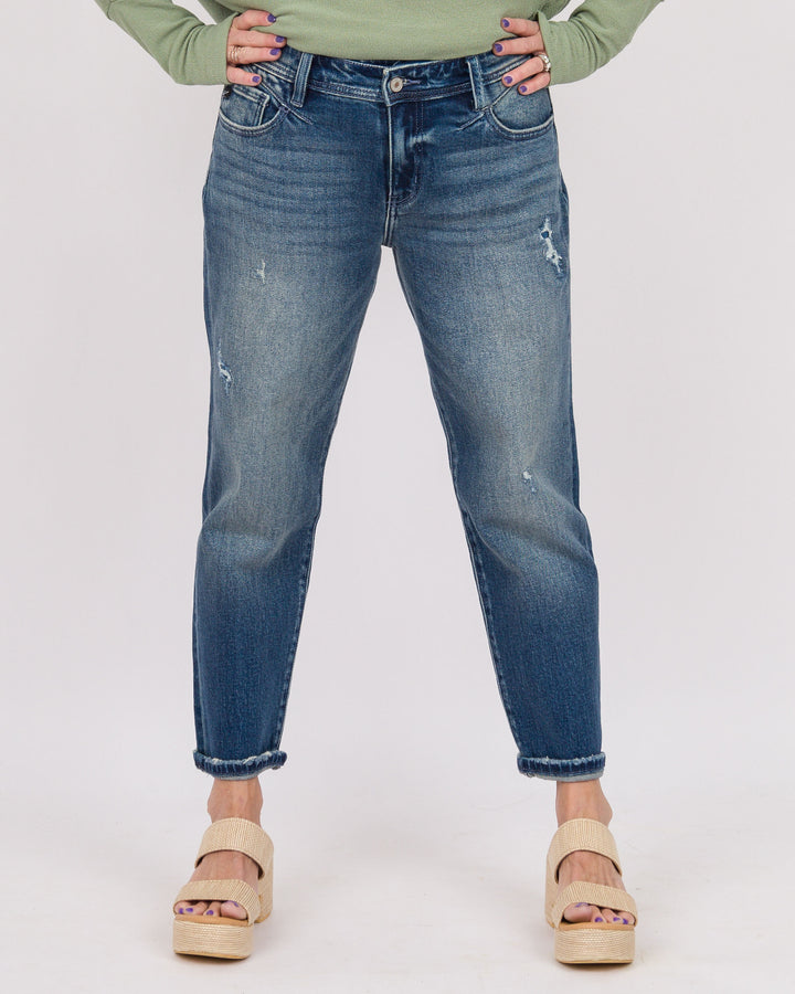 KanCan Midrise Cropped Straight Jeans Dark