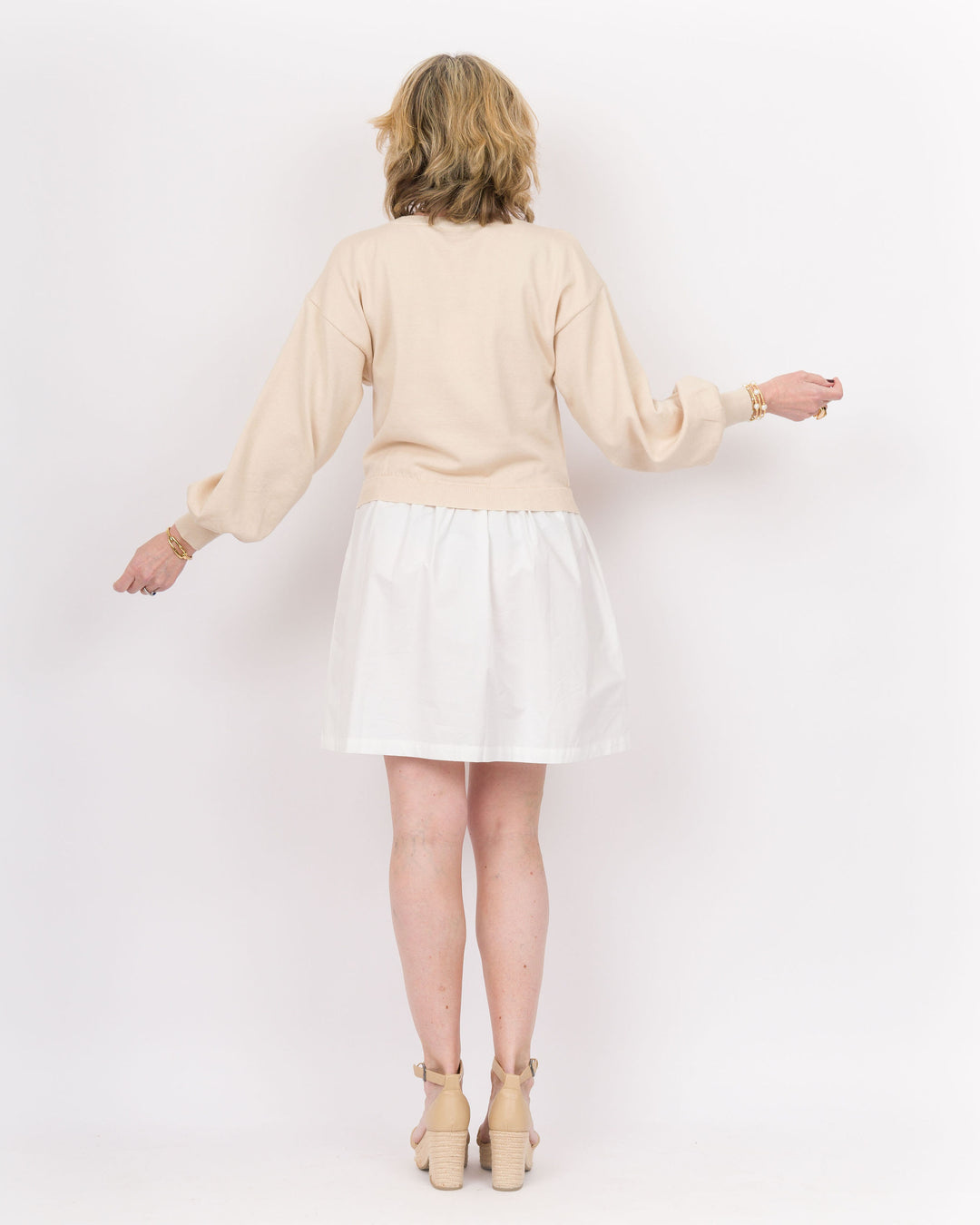 Sweater Top Dress Beige