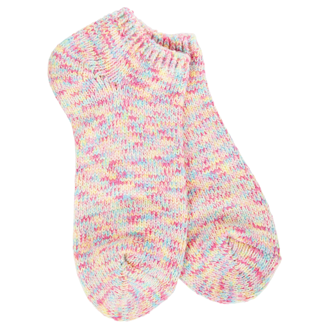 Multicolored knit sock on a white background