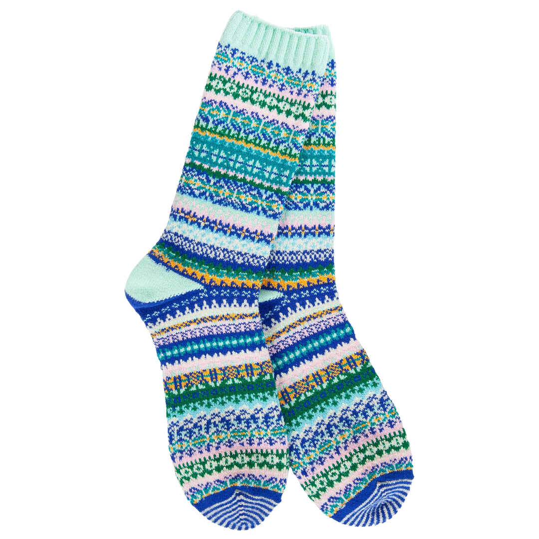 Colorful patterned sock on a white background