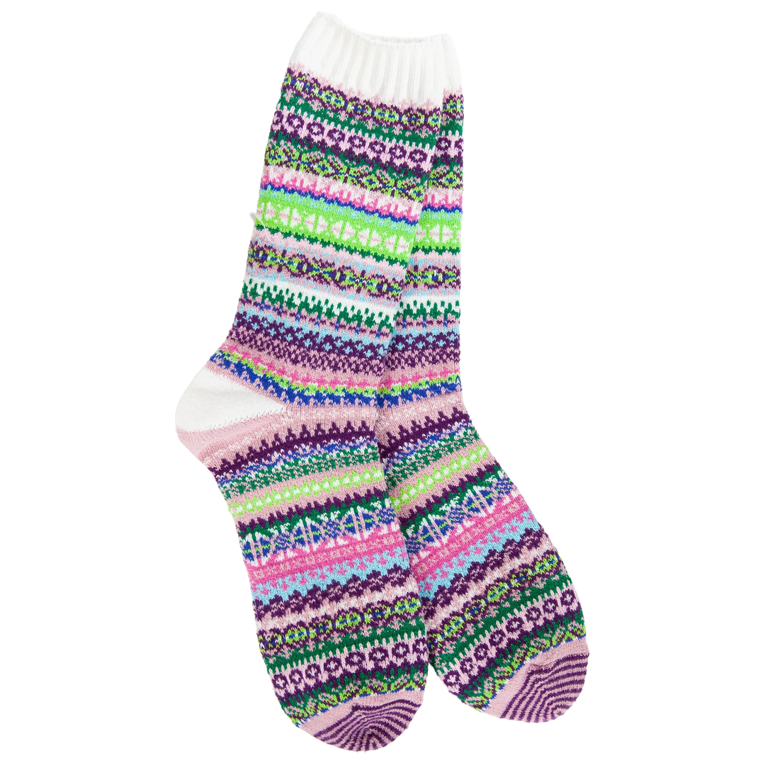 Colorful patterned sock on a white background