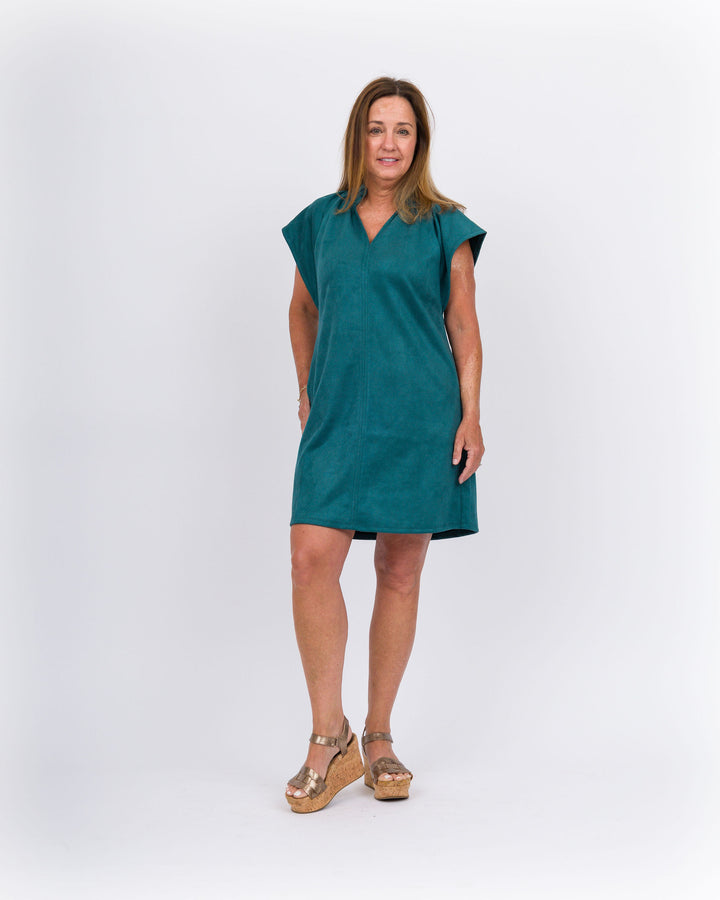 Chlora Suede Midi Dress - Teal