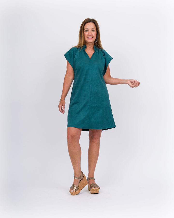 Chlora Suede Midi Dress - Teal