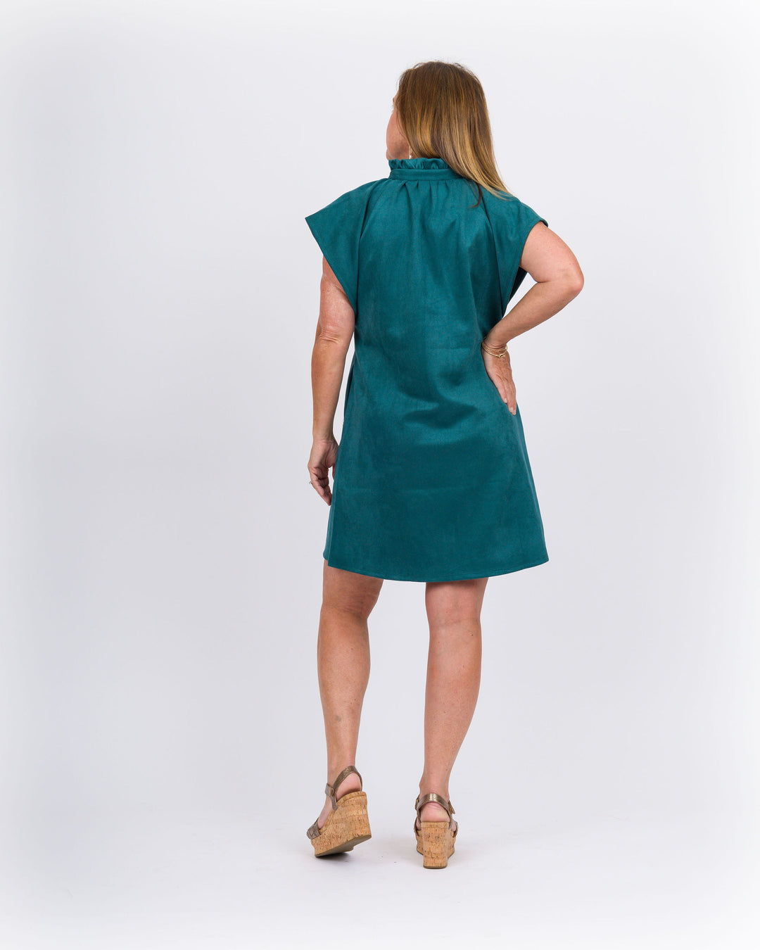 Chlora Suede Midi Dress - Teal