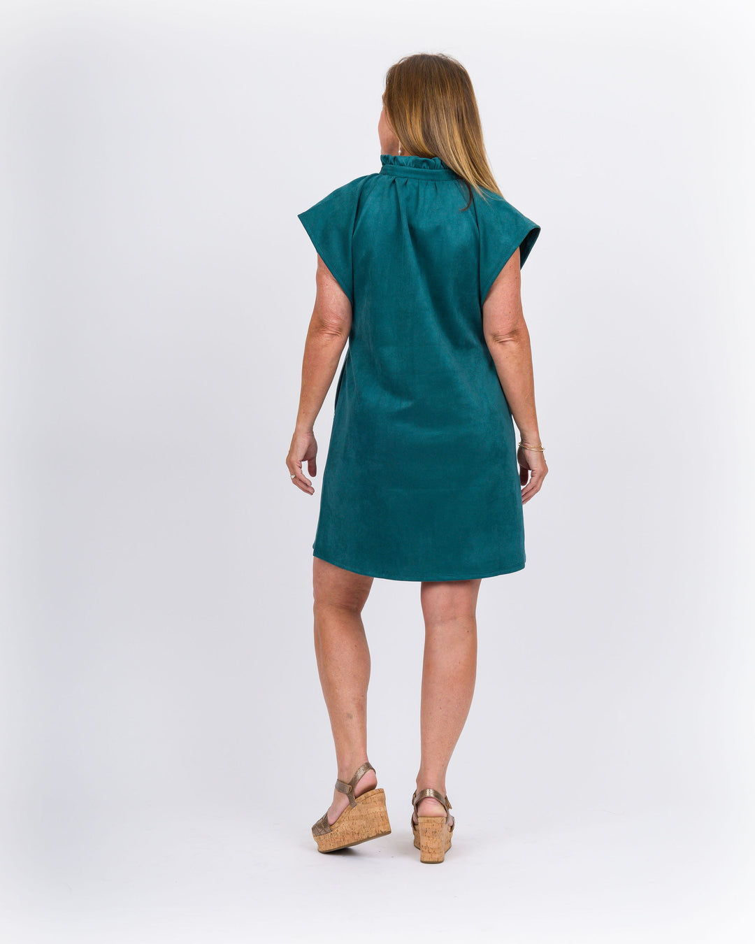 Chlora Suede Midi Dress - Teal