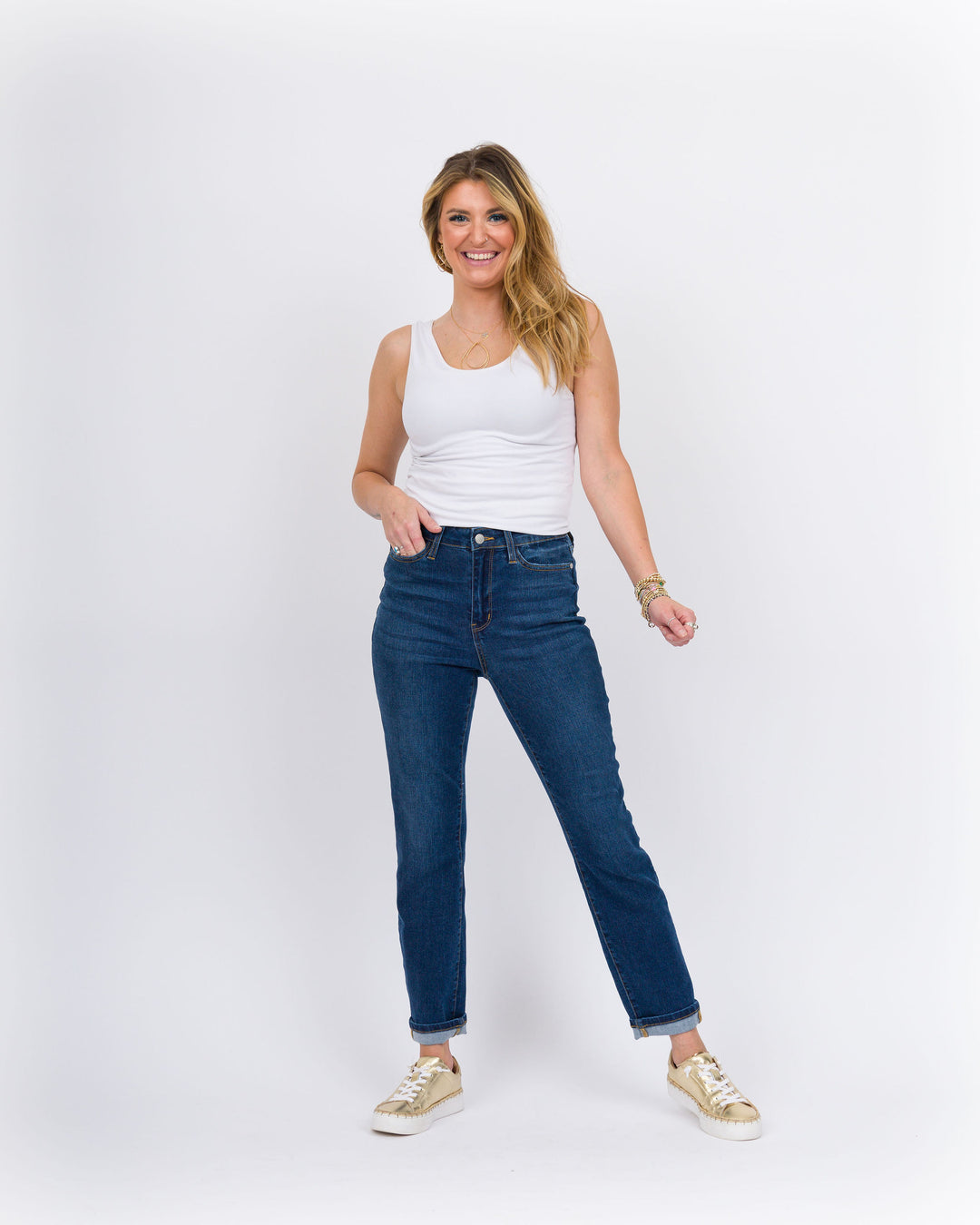 Judy Blue High Waist Cool Denim Cuffed Boyfriend Jeans