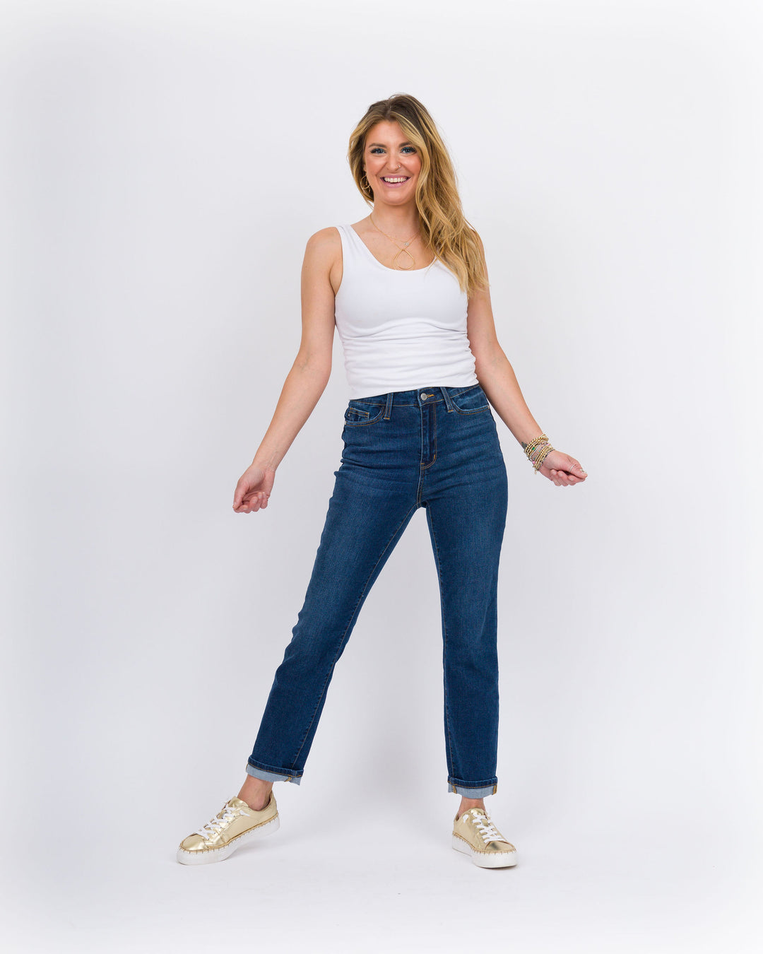 Judy Blue High Waist Cool Denim Cuffed Boyfriend Jeans