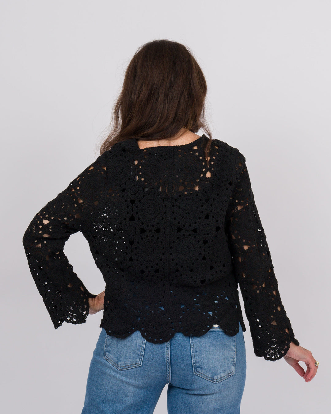 Sallie Crochet Cardigan Black