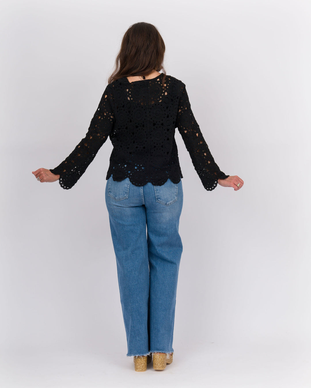 Sallie Crochet Cardigan Black