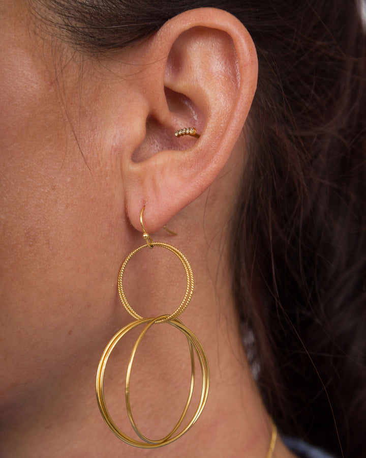Susan Shaw Golden Double Ring Earrings