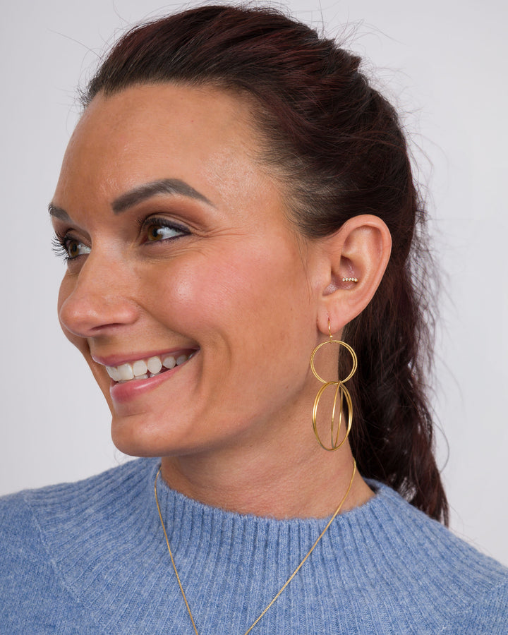 Susan Shaw Golden Double Ring Earrings