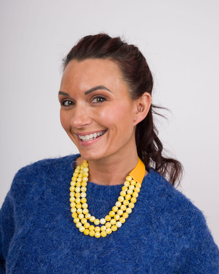 3 Row Beaded Necklace Yellow