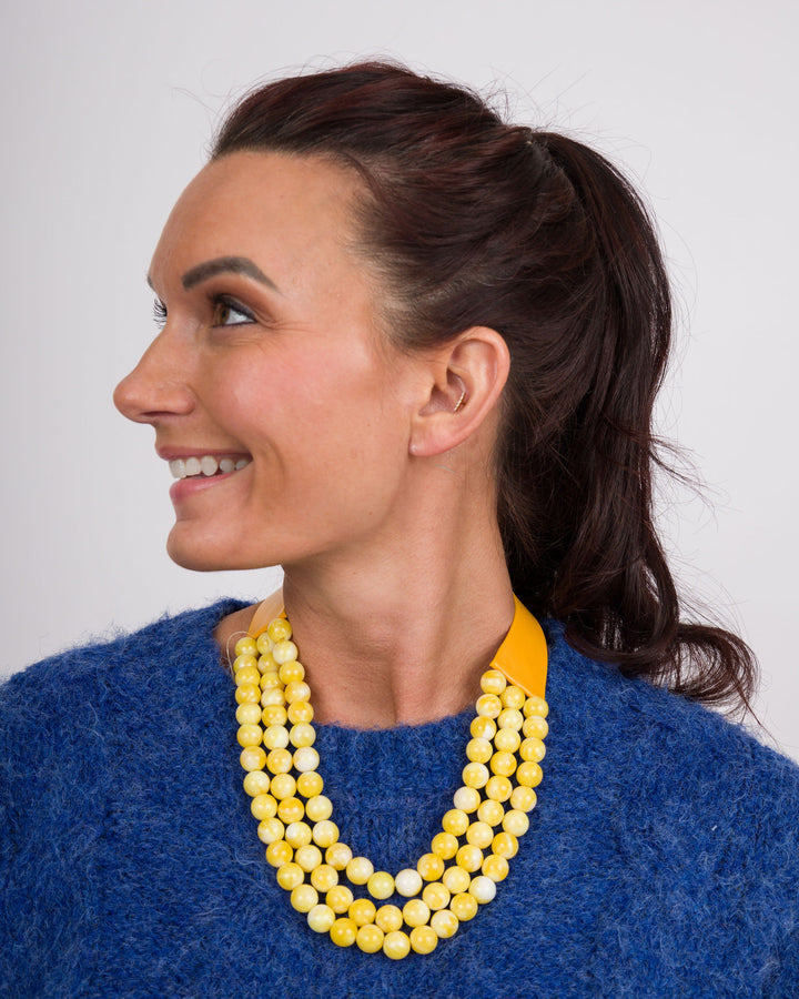 3 Row Beaded Necklace Yellow