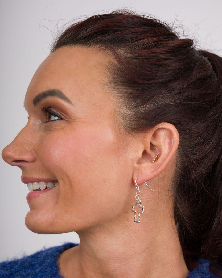 Susan Shaw Open Cross Earrings - Silver
