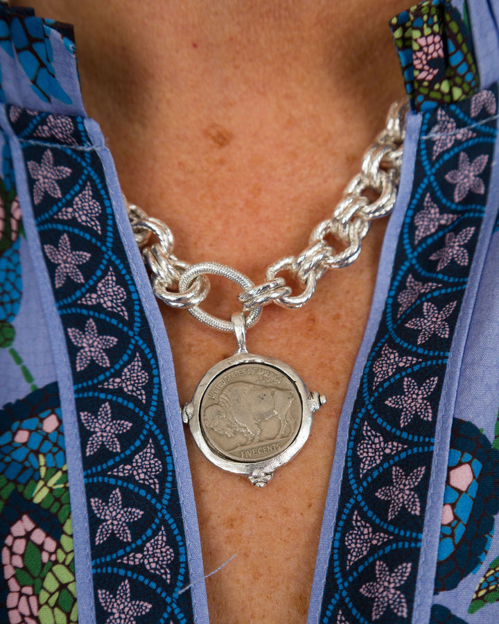 Susan Shaw Buffalo Coin Necklace - Silver