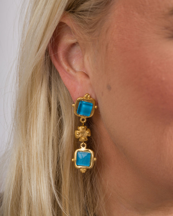 Susan Shaw Charlotte Deux Tier Earrings - Parisian Blue