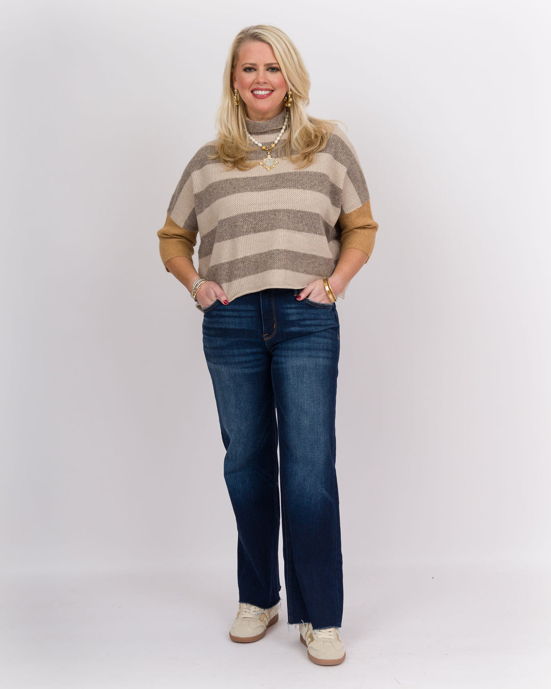 London Stripe Sweater Beige