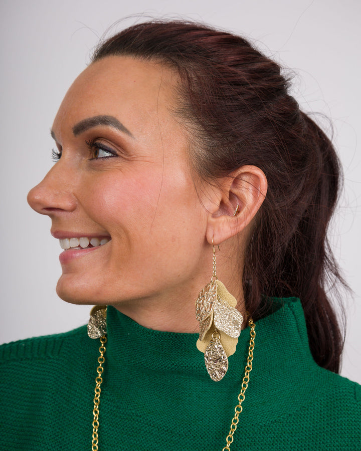 Nickel &amp; Suede Florence Earrings Crushed Gold