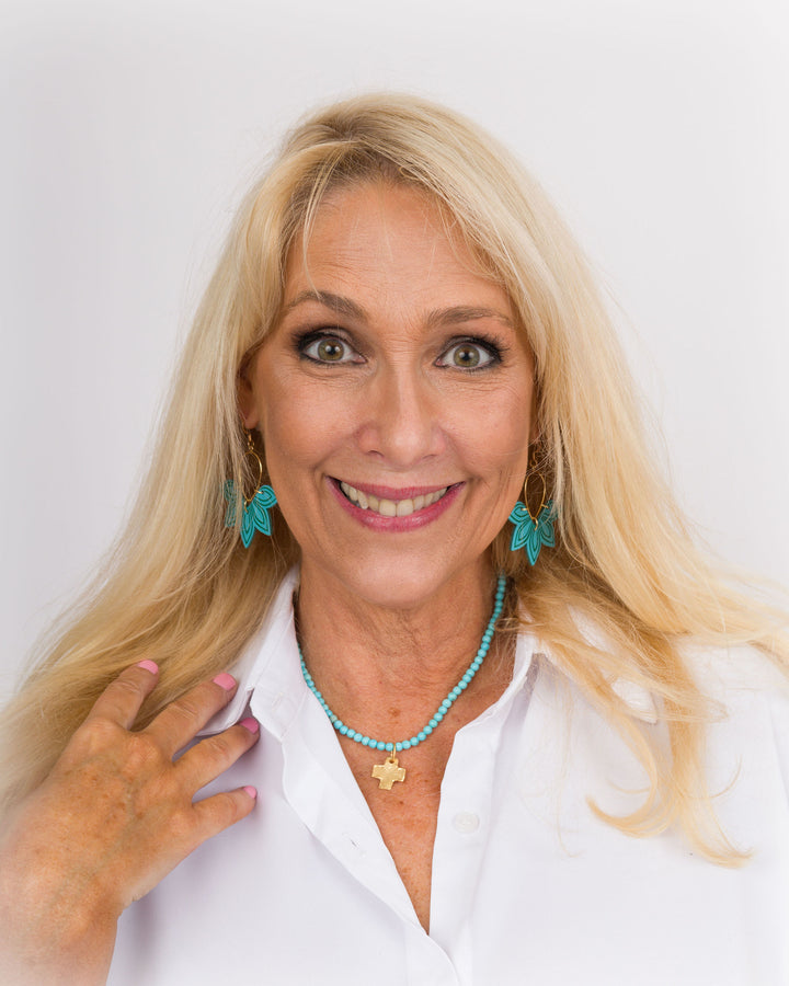 Susan Shaw Alys Cross Necklace - Turquoise
