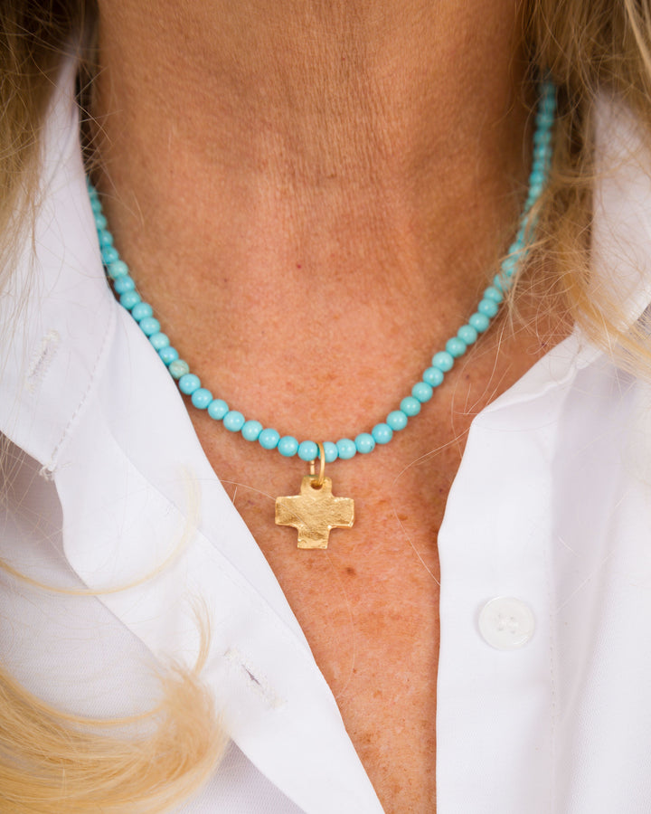 Susan Shaw Alys Cross Necklace - Turquoise
