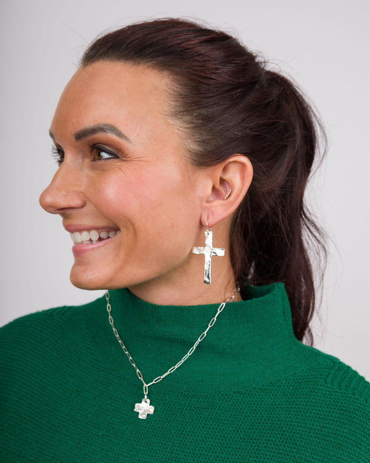 Susan Shaw Classic Cross Earrings - Silver