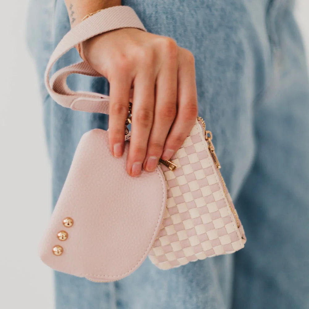 Wonderlust Wristlet -  Blush Checkered