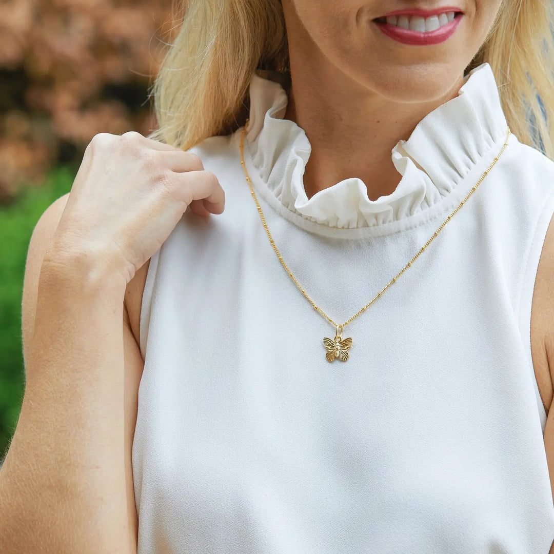 Susan Shaw Dainty Butterfly Necklace - Gold