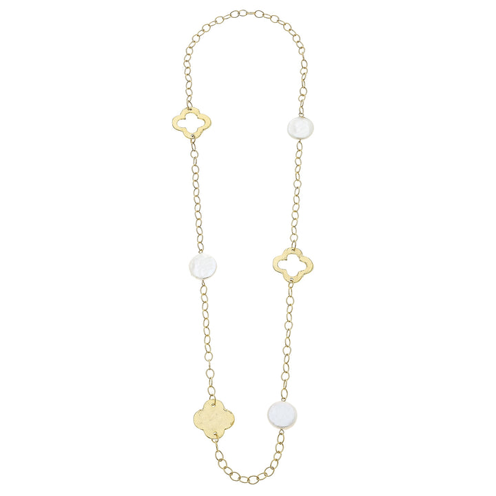 Susan Shaw Genuine Large Coin Pearl Chain Necklace