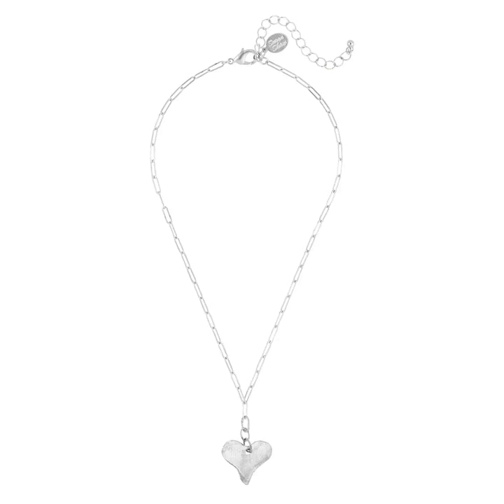 Susan Shaw Heart Paperclip Necklace - Silver