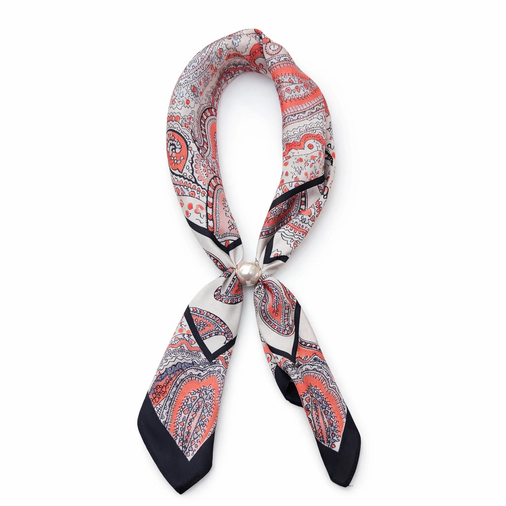 Magnetic Pearl Scarf - White and Pink