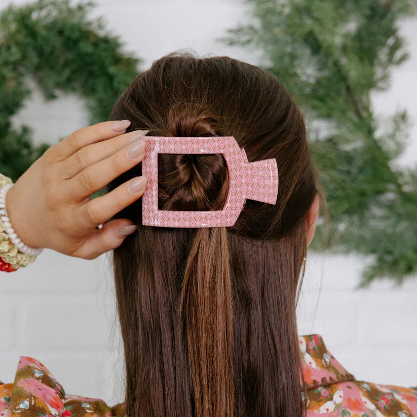 TELETIES Large Flat Square Hair Clip - Berry Cozy