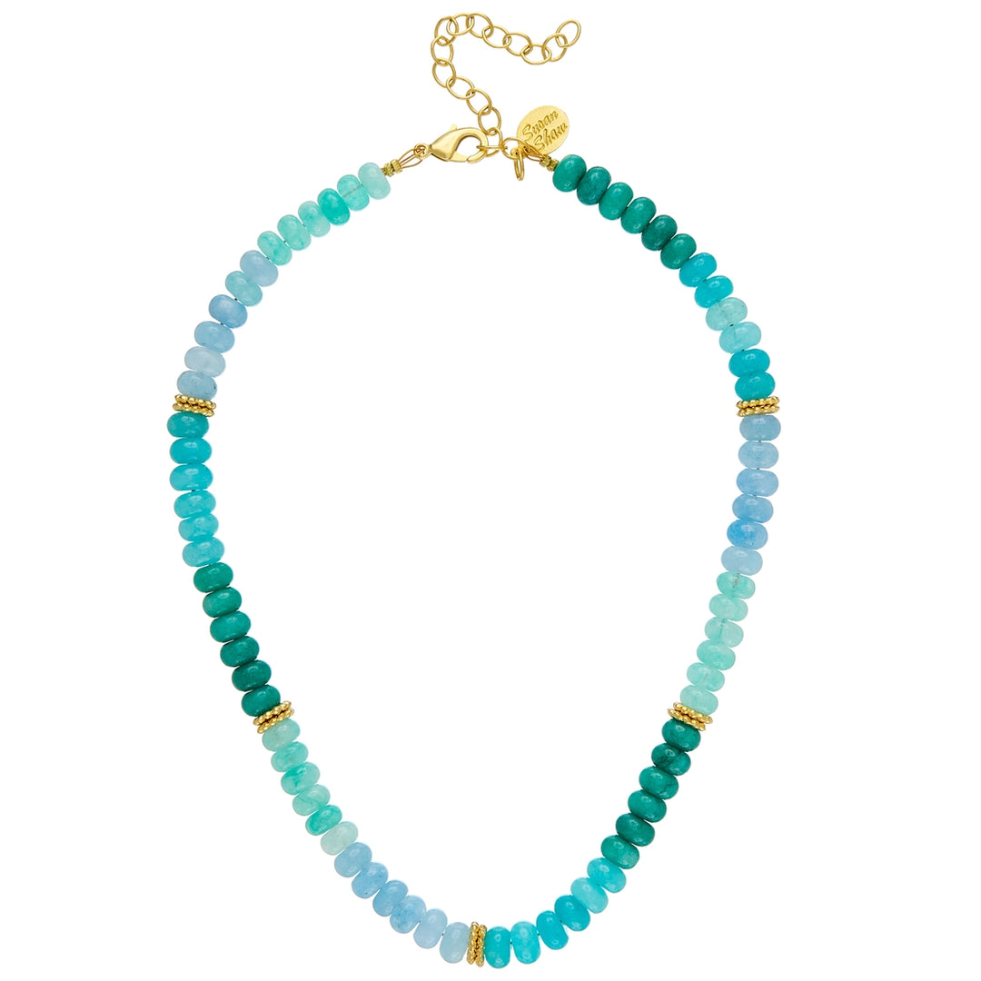Susan Shaw Lolly Necklace - Blue Jade and Gold