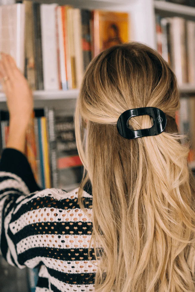 TELETIES Small Flat Round Hair Clip - Jet Black