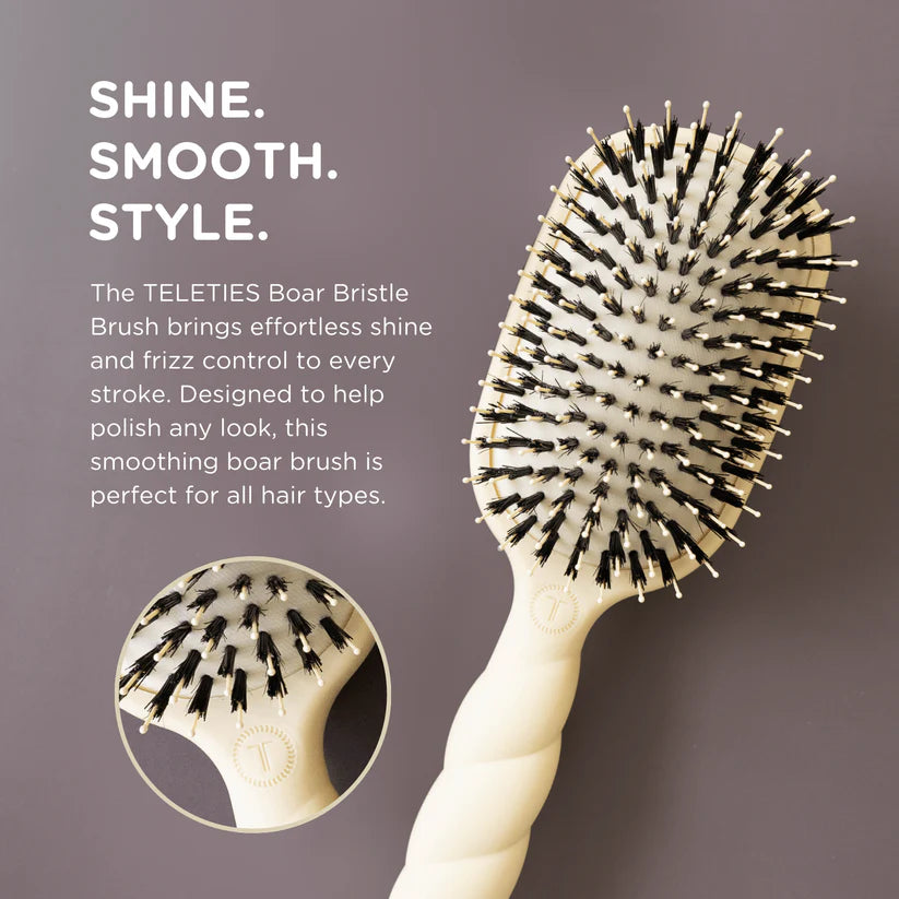 TELETIES Boar Bristle Hair Brush - Tan