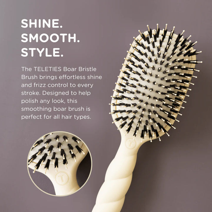 TELETIES Boar Bristle Hair Brush - Tan