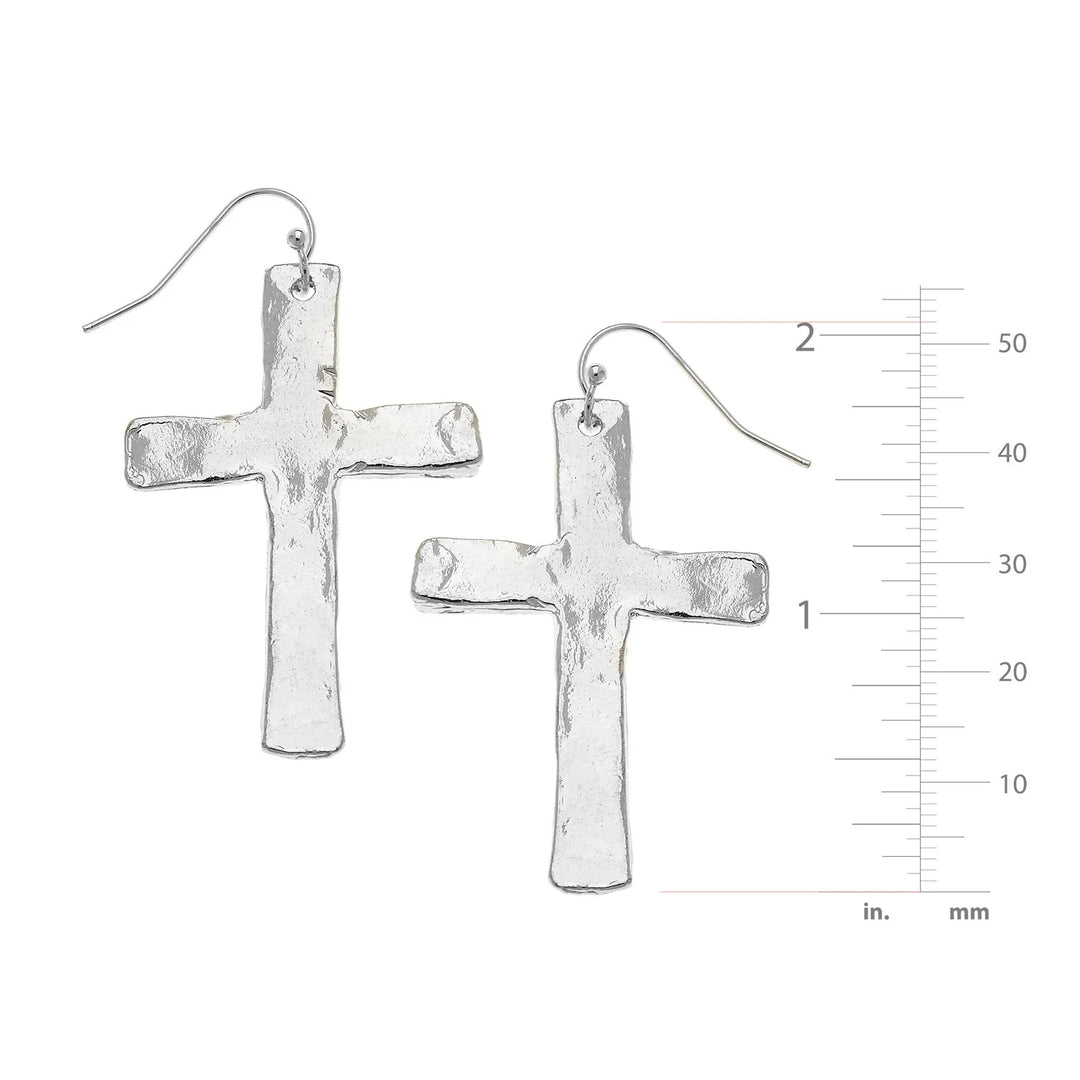 Susan Shaw Classic Cross Earrings - Silver