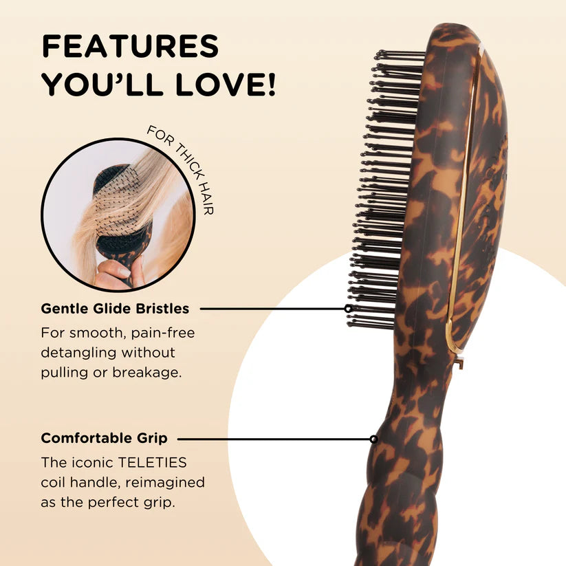 TELETIES Detangler Brush Thick Hair - Tortoise