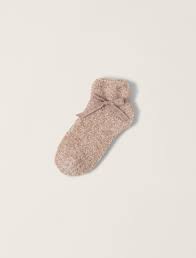 Barefoot Dreams Heathered Tennis Socks - Heathered Willow/White