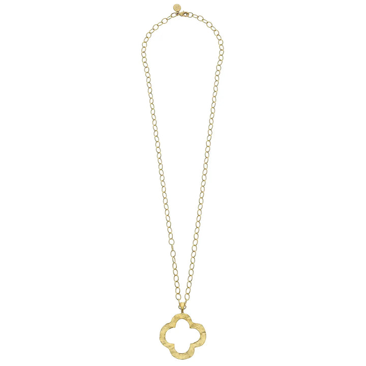 Susan Shaw Long Gold Open Clover Necklace