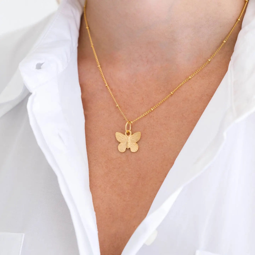 Susan Shaw Dainty Butterfly Necklace - Gold