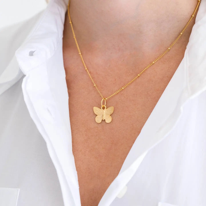 Susan Shaw Dainty Butterfly Necklace - Gold