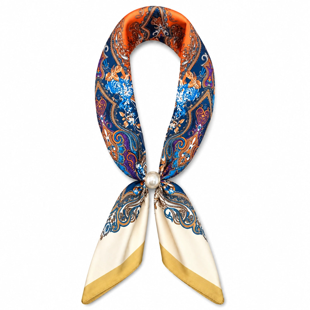 Magnetic Pearl Scarf - Orange and Blue