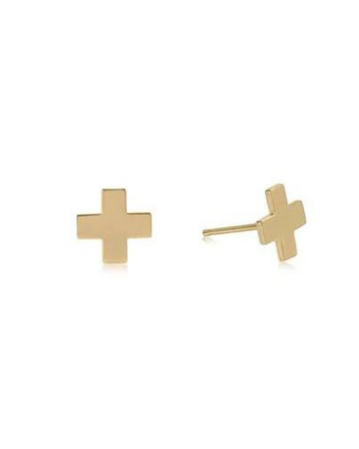 enewton Signature Cross gold Stud-Gold