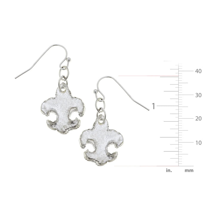 Susan Shaw Small Fleur-de-lis Earrings - Silver